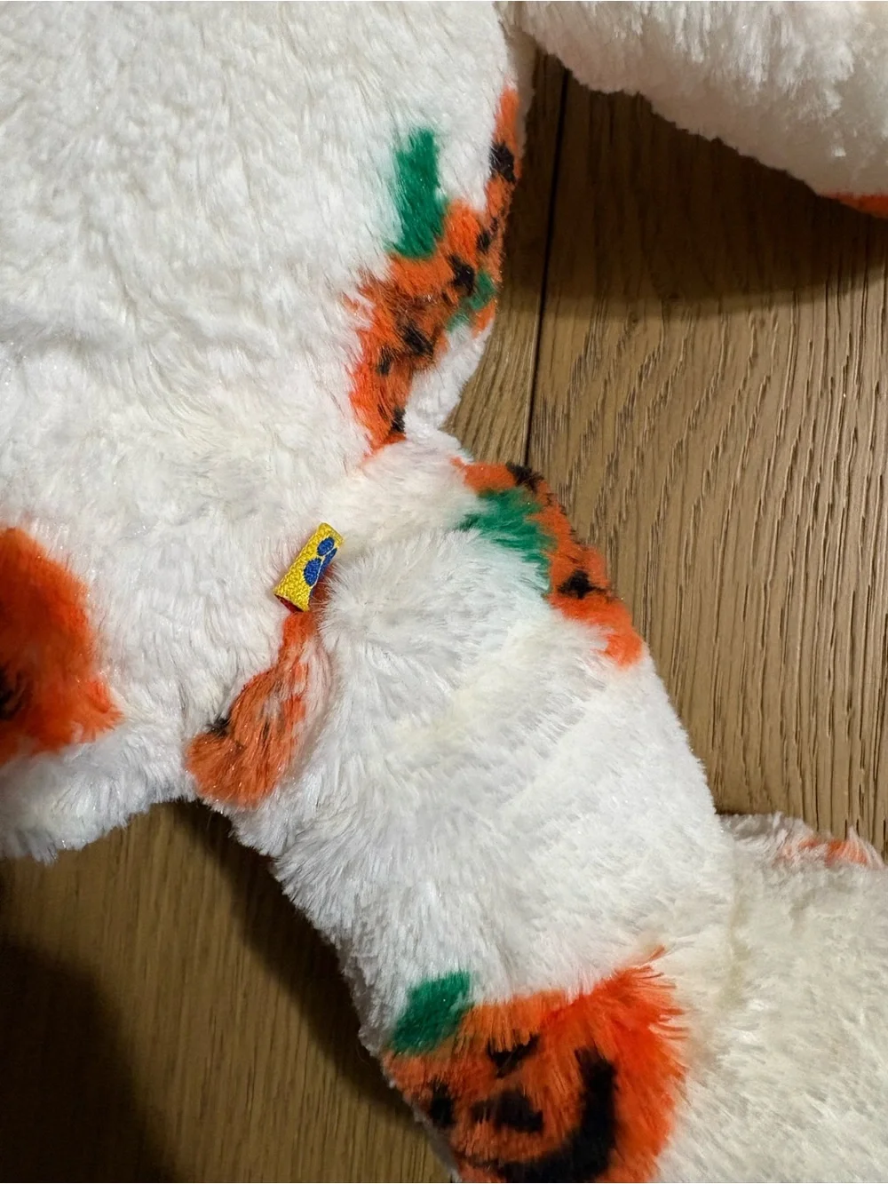 Build-A-Bear White Plush Bear with Orange Pumpkin Print